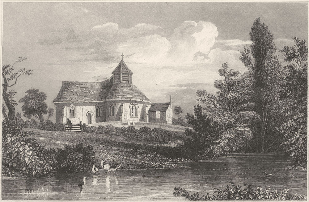 ESSEX. Little Maplestead Church. (Bartlett/Wright) 1834 old antique print